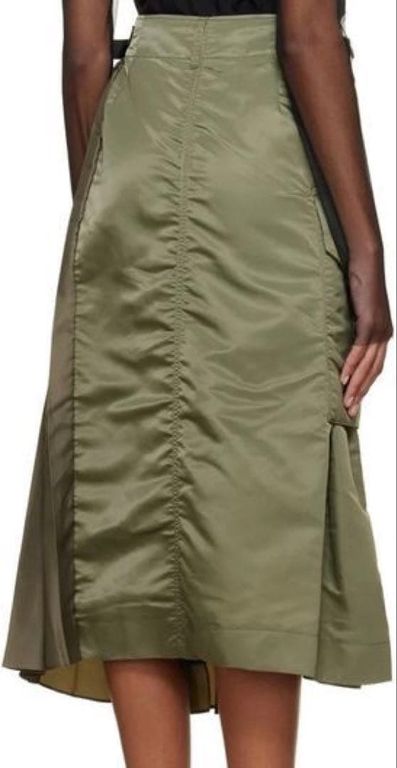 美品 sacai ナイロンツイル アシンメトリ ミディ スカート
