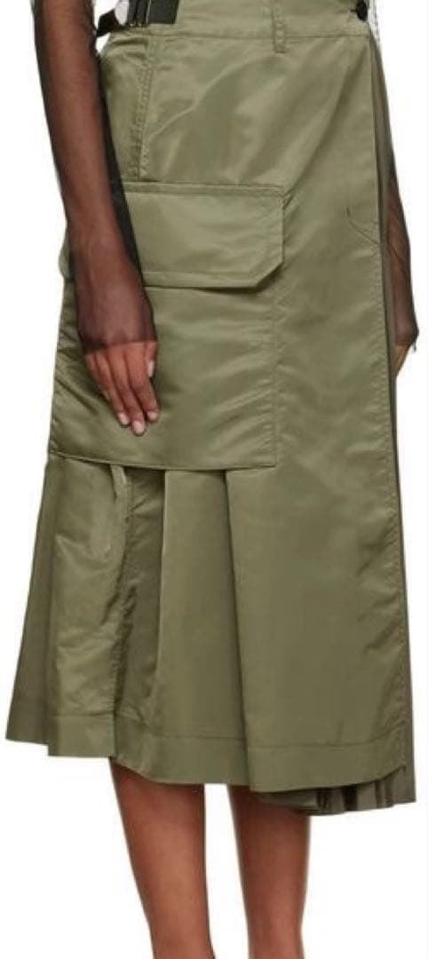 美品 sacai ナイロンツイル アシンメトリ ミディ スカート