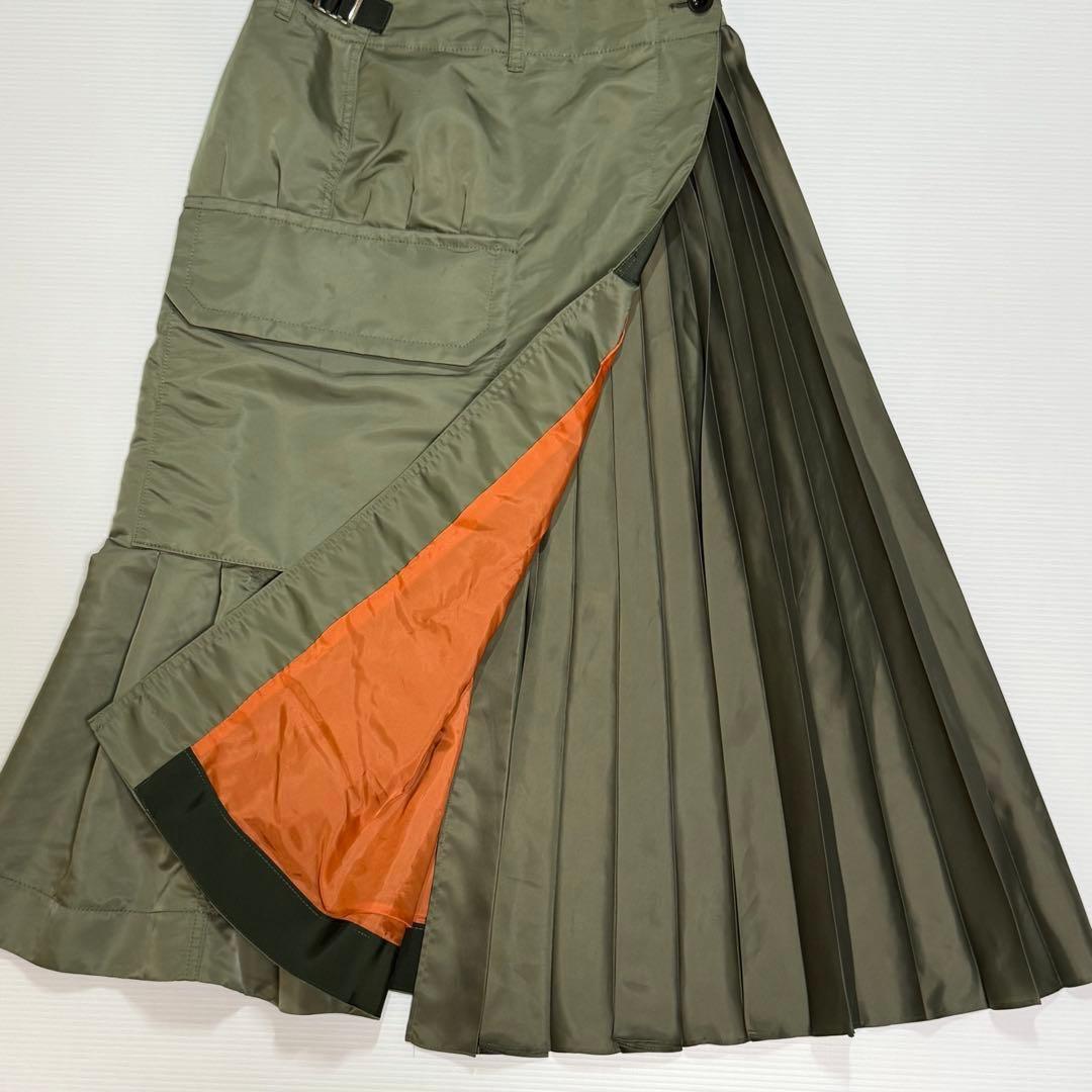美品 sacai ナイロンツイル アシンメトリ ミディ スカート