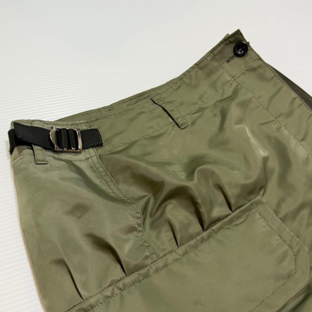 美品 sacai ナイロンツイル アシンメトリ ミディ スカート