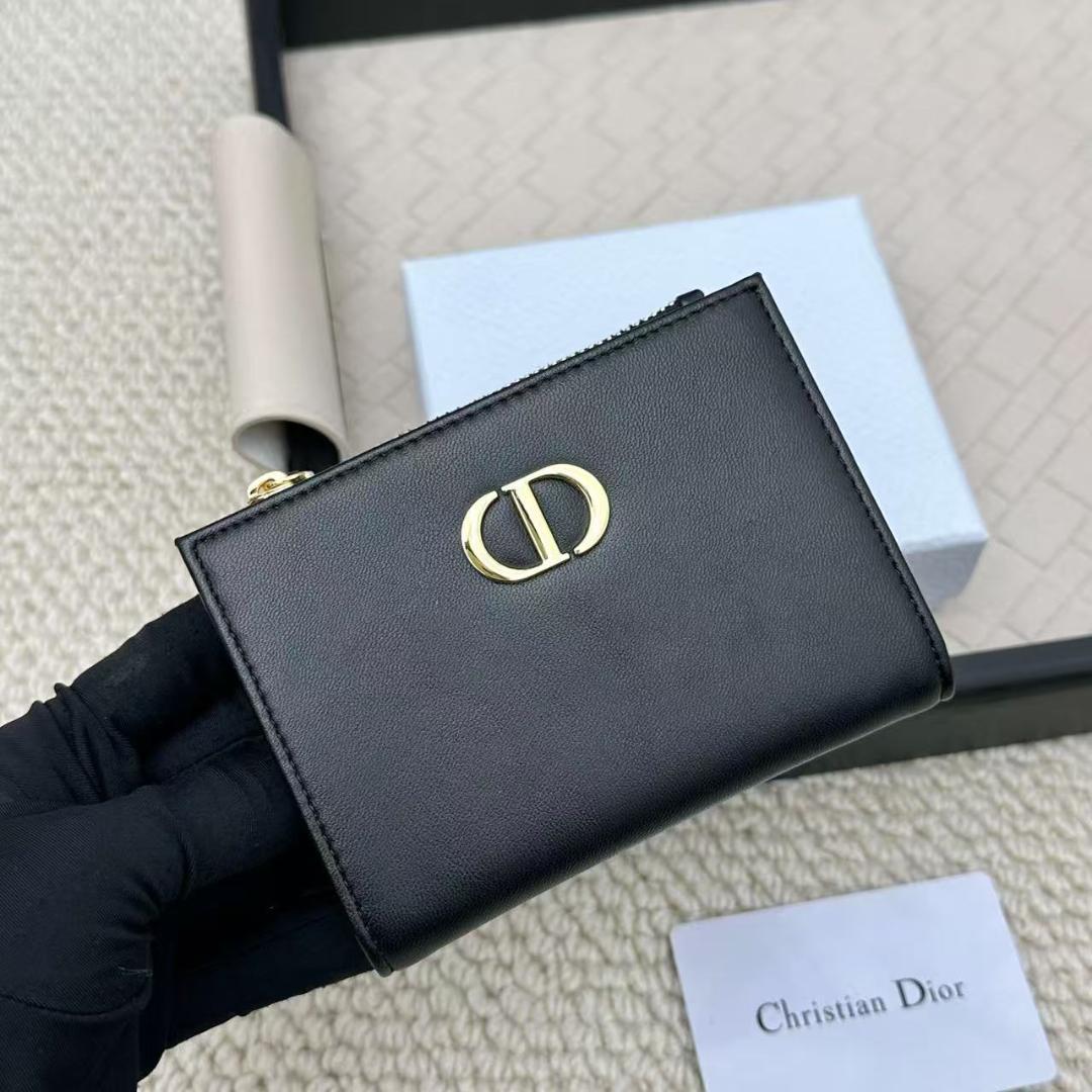 Christian Dior ブラックレザー三つ折り財布