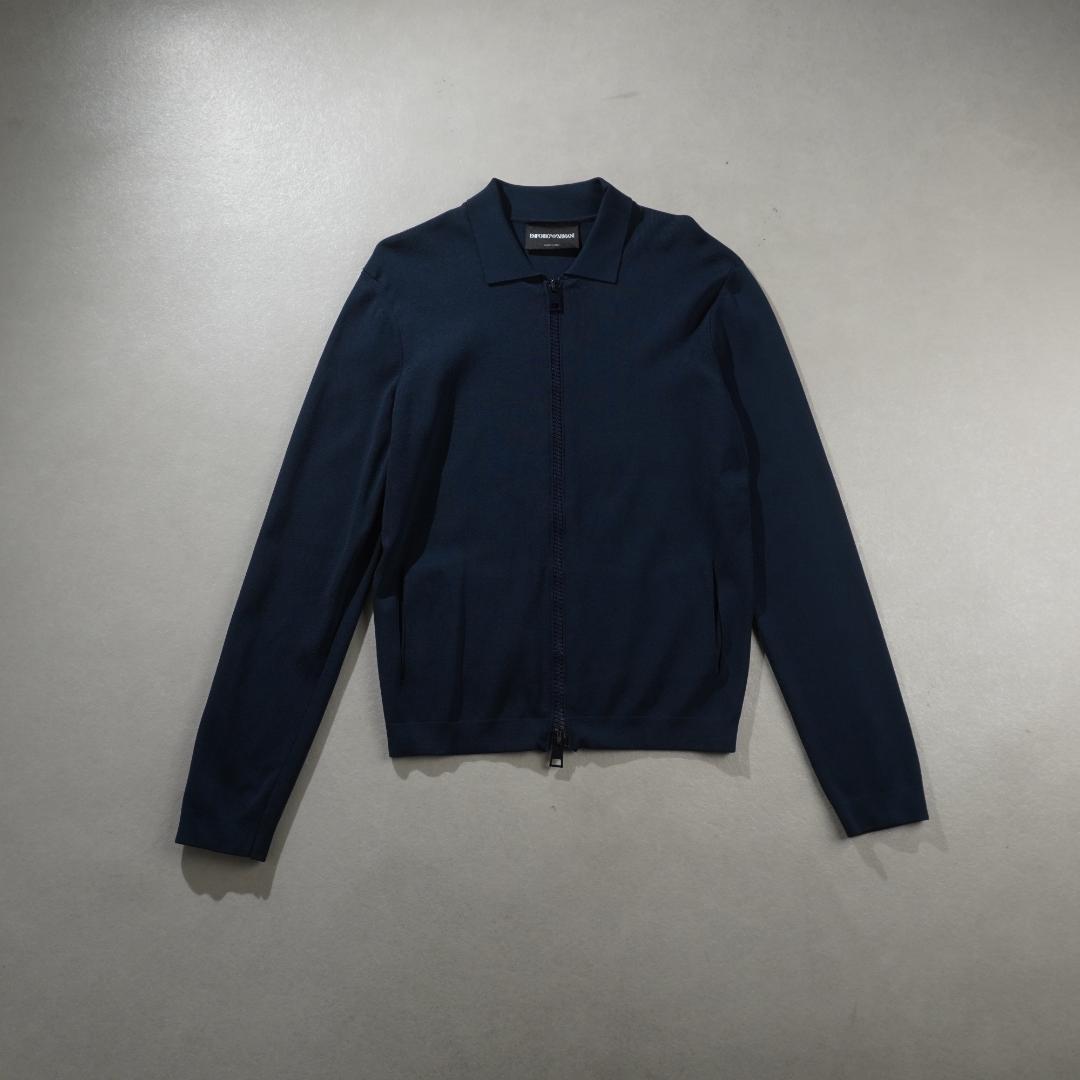 EMPORIO ARMANI ダブルジップニットジャケット 紺/FZ61