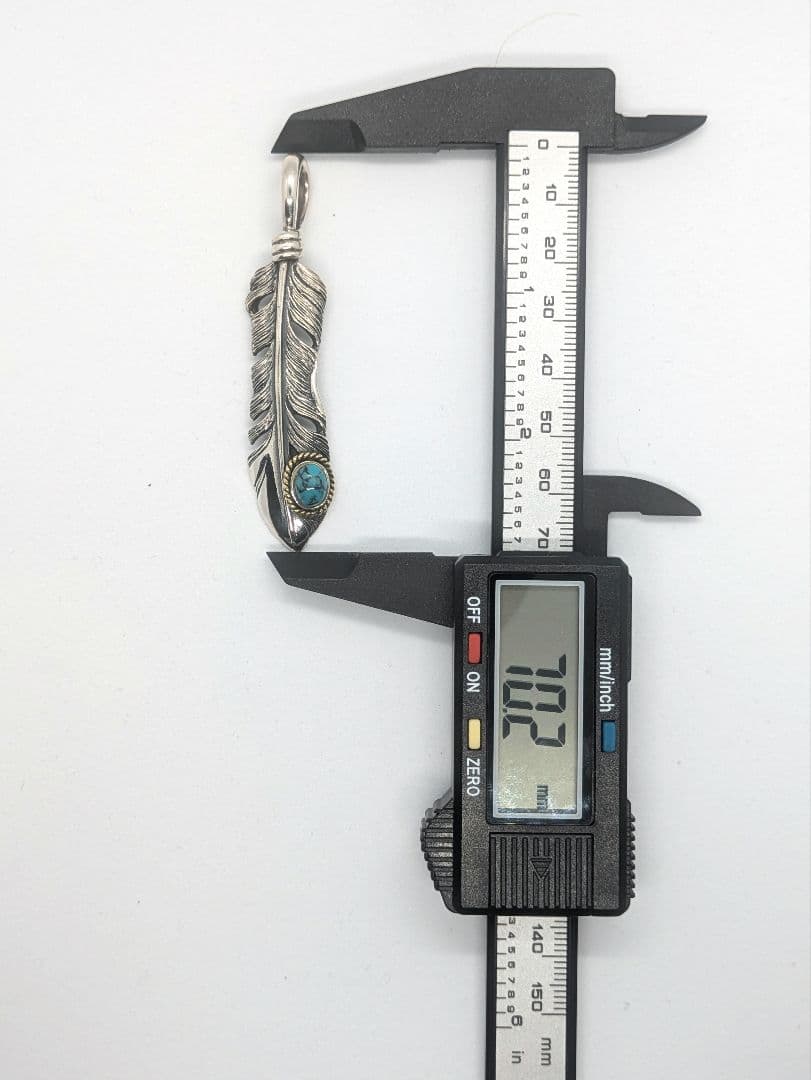 美品SAAD シルバー 925 金縄 ターコイズ 70mm フェザー ペンダント