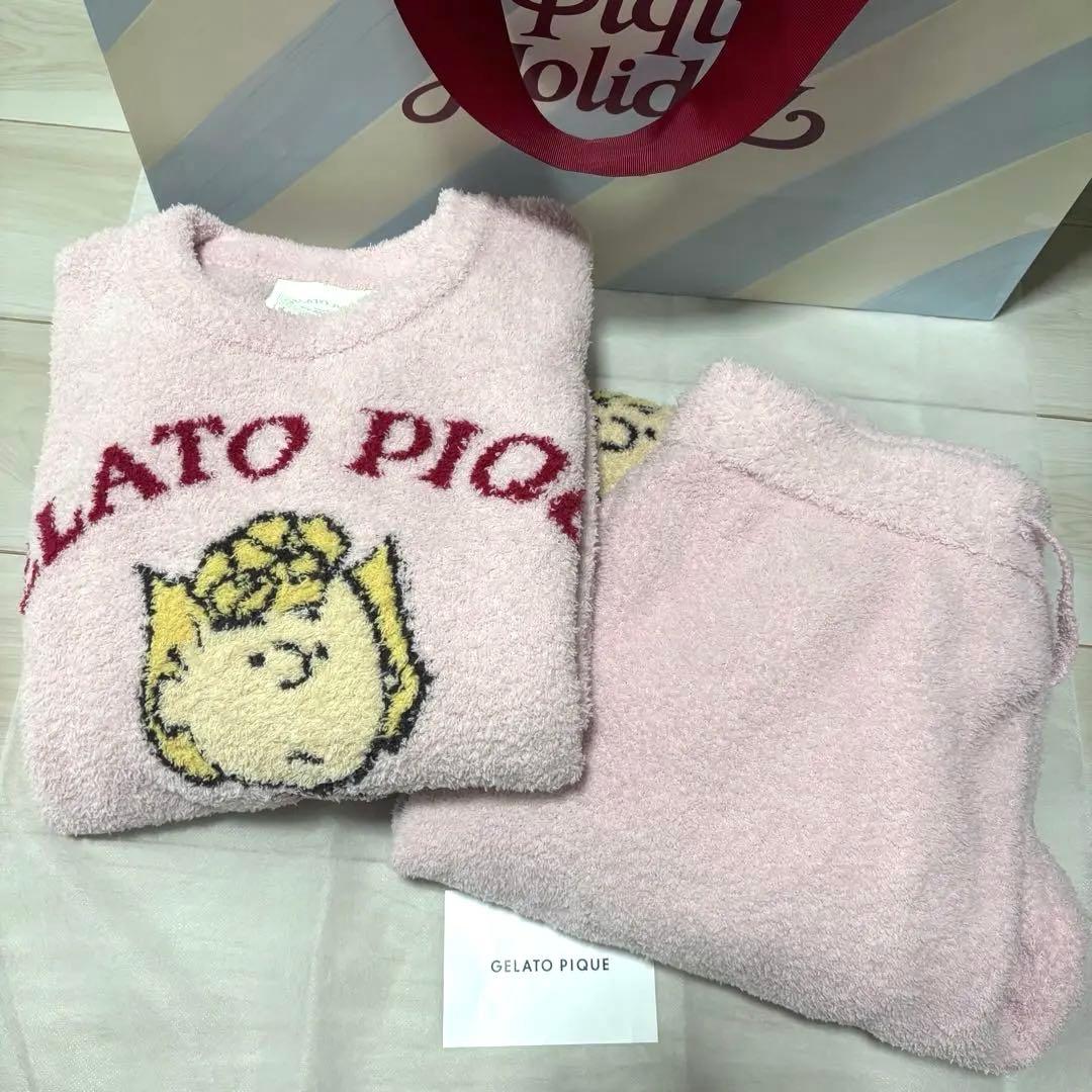 ジェラピケ　スヌーピー　サリー　ジャガードプルオーバー&ロングパンツセット