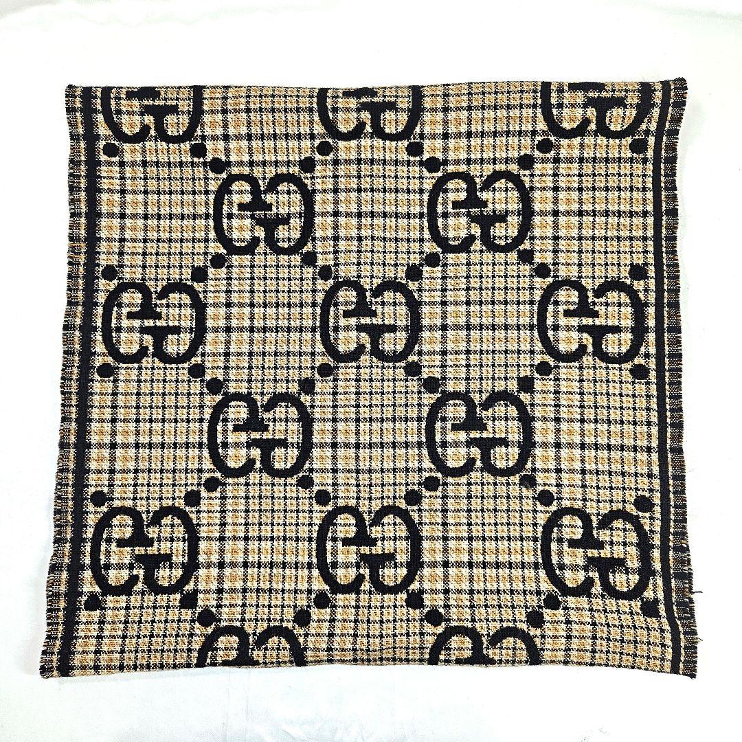 GUCCI グッチ GG ジャガード チェック柄 ストール マフラー