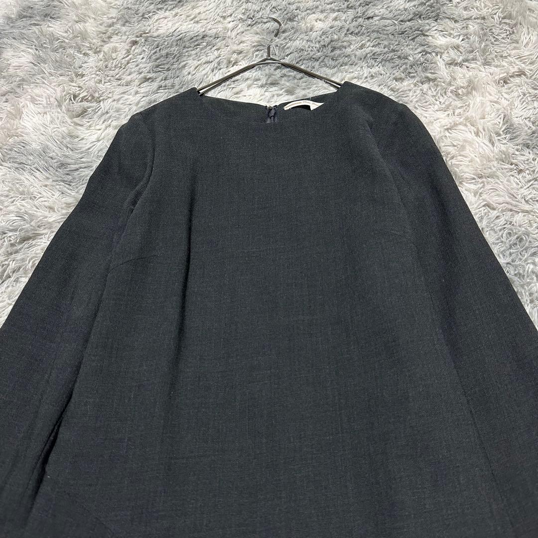 【クラスラウンジ】ワンピース グレー M ミモレ丈 アシメ 毛100%【美品】