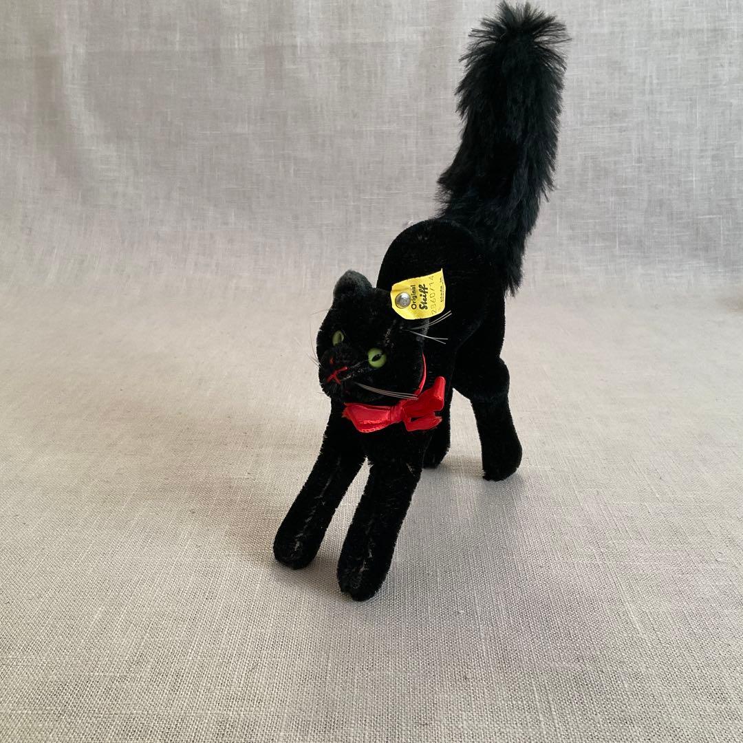 【ヴィンテージ】シュタイフ　ブラックキャット　14cm トムキャット　ぬいぐるみ