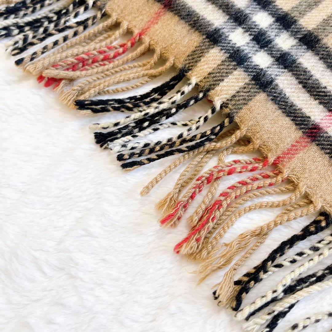 Burberry カシミヤ100% マフラー　ベージュ　ノバチェック　フリンジ