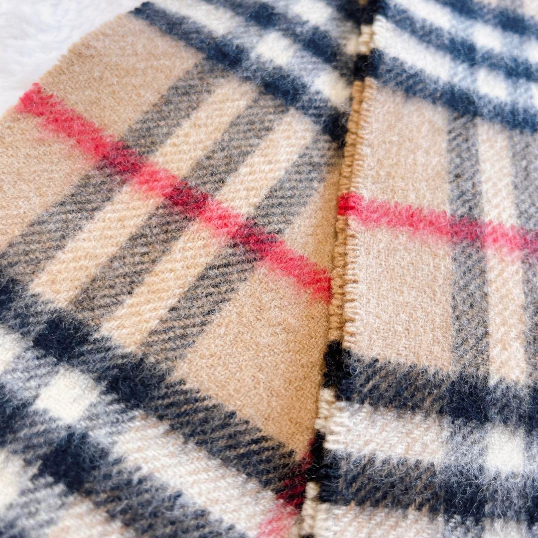 Burberry カシミヤ100% マフラー　ベージュ　ノバチェック　フリンジ