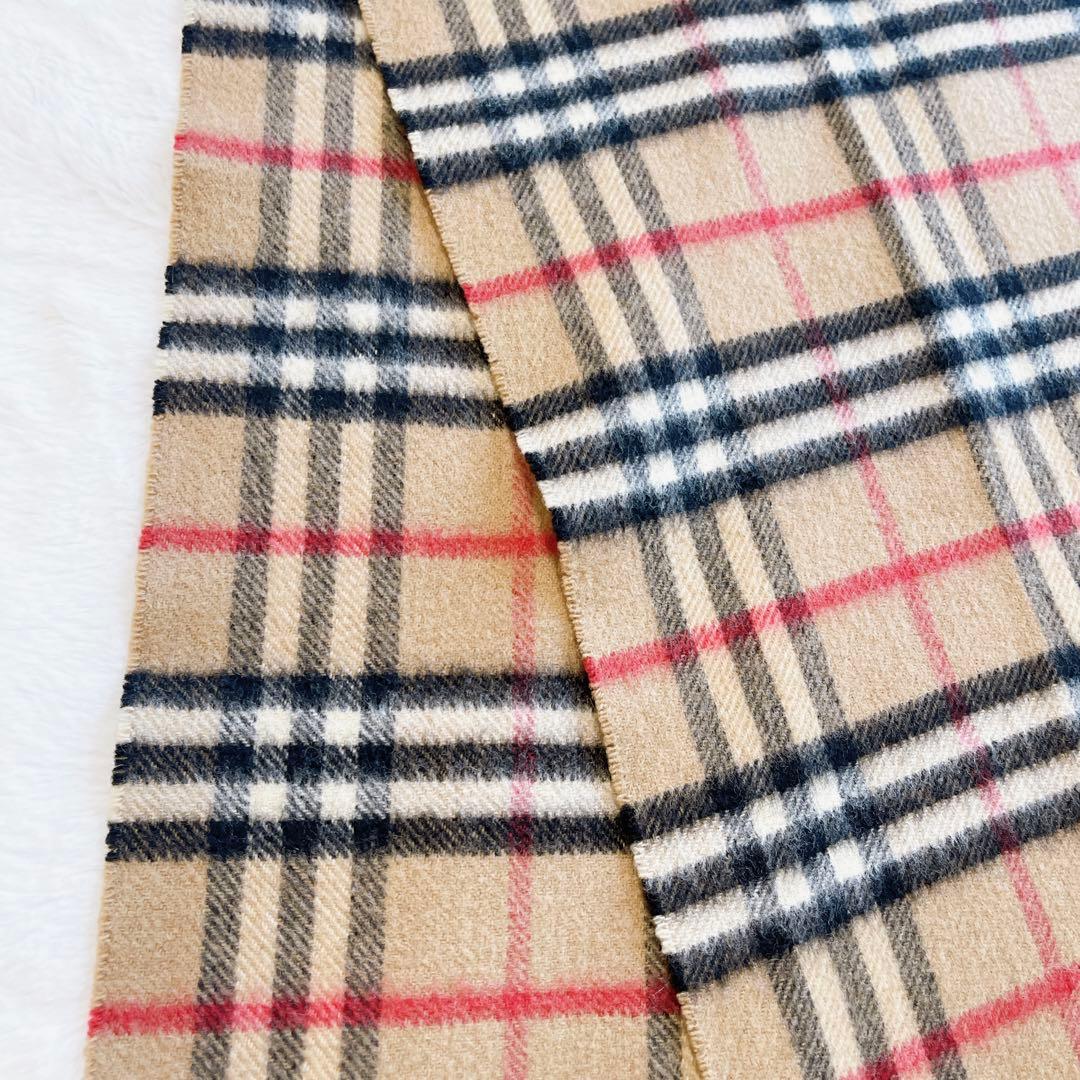 Burberry カシミヤ100% マフラー　ベージュ　ノバチェック　フリンジ