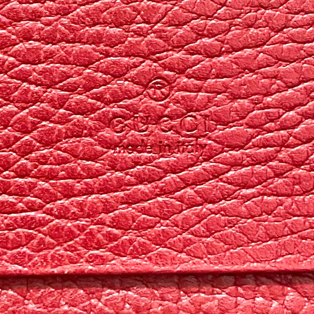 希少GUCCI 本革　GG マーモント　名刺入れ　赤　シボ革　鑑定済み正規品保証