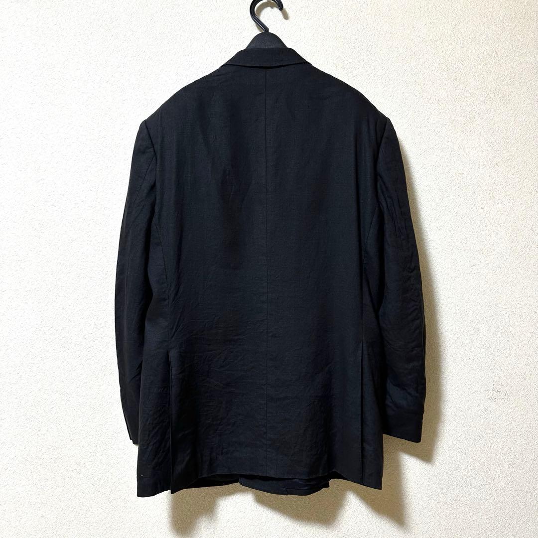 80s GIVENCHY ブラック リネン 100% ダブルブレスト ジャケット