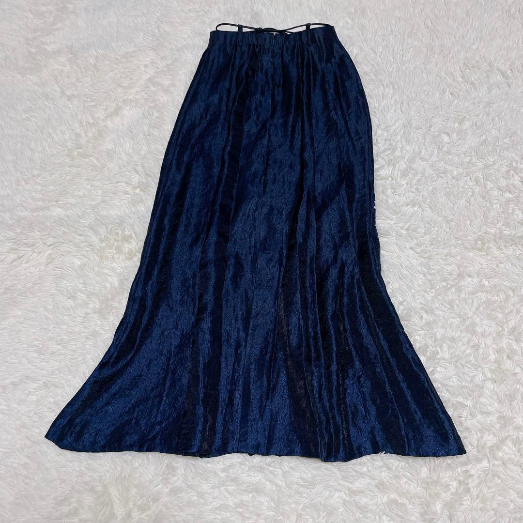 極美品♡ Aimeine セパレートリボンマーメイドサテンスカート　ネイビー　S