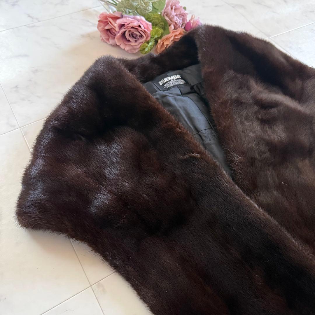 ブラックグラマ ミンク エンバ ショール ストール リアルファー 毛皮 毛並み◎