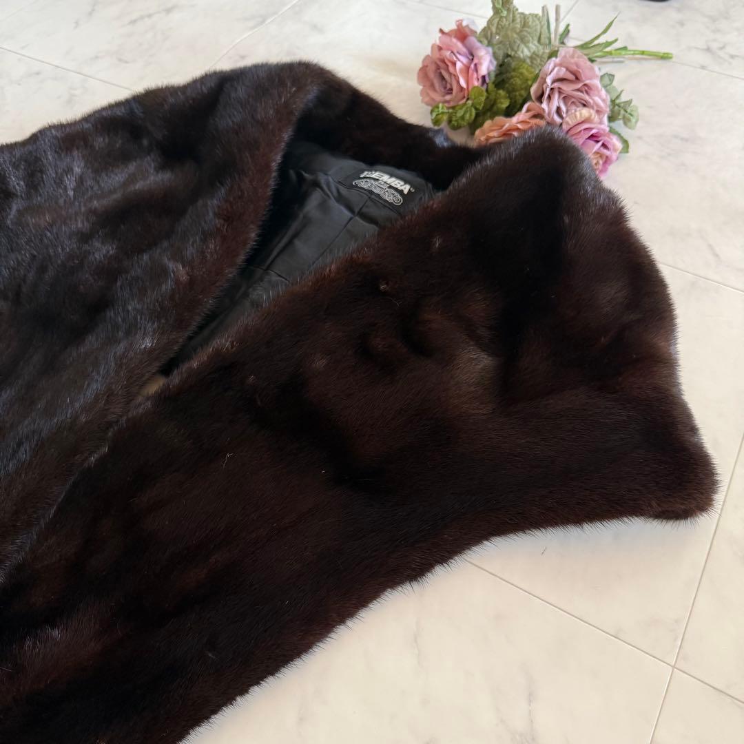 ブラックグラマ ミンク エンバ ショール ストール リアルファー 毛皮 毛並み◎