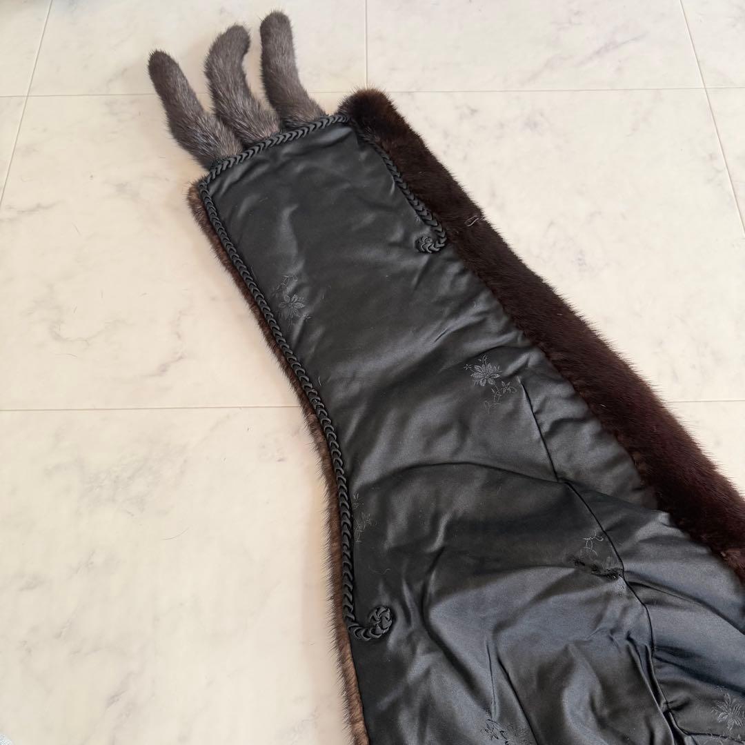 ブラックグラマ ミンク エンバ ショール ストール リアルファー 毛皮 毛並み◎