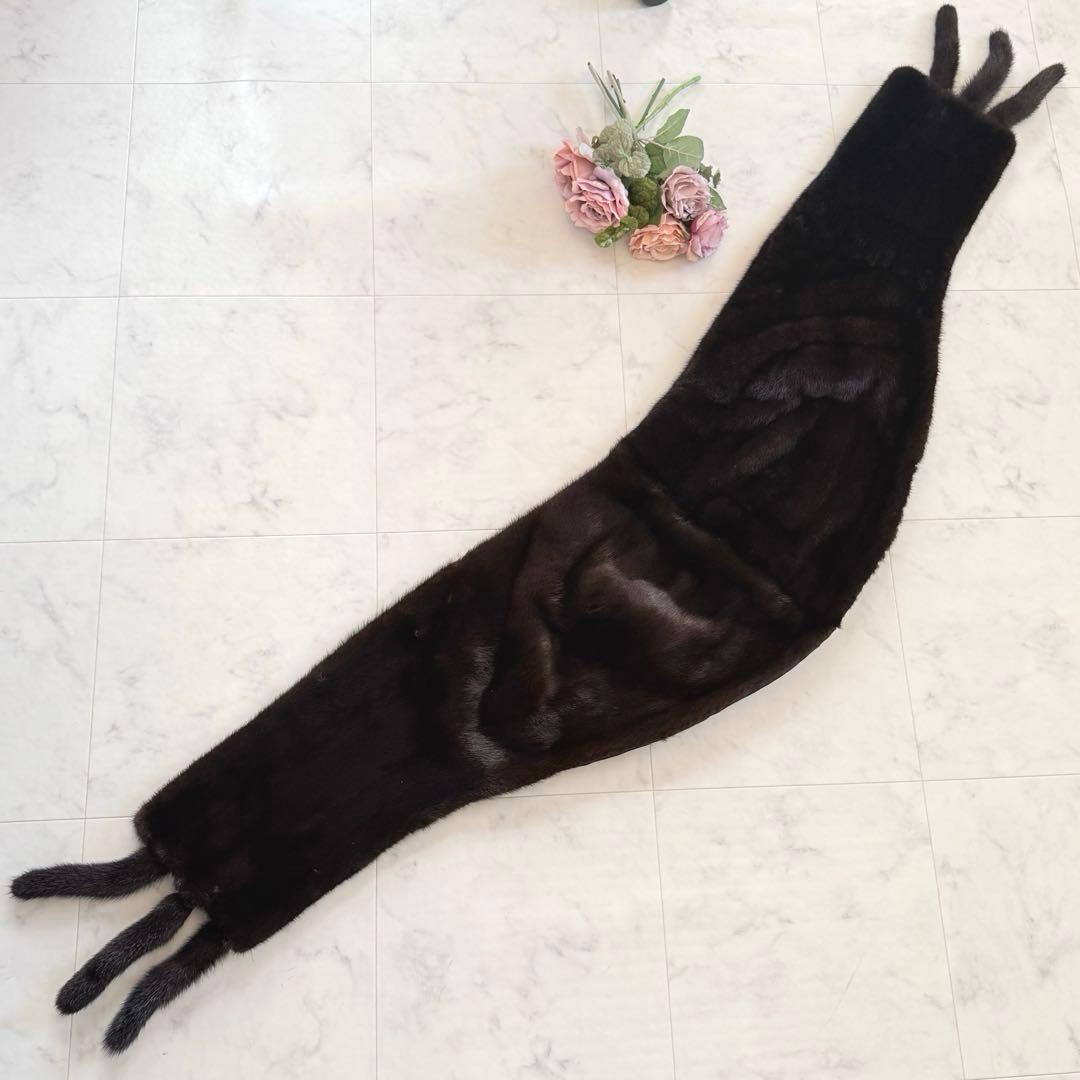 ブラックグラマ ミンク エンバ ショール ストール リアルファー 毛皮 毛並み◎