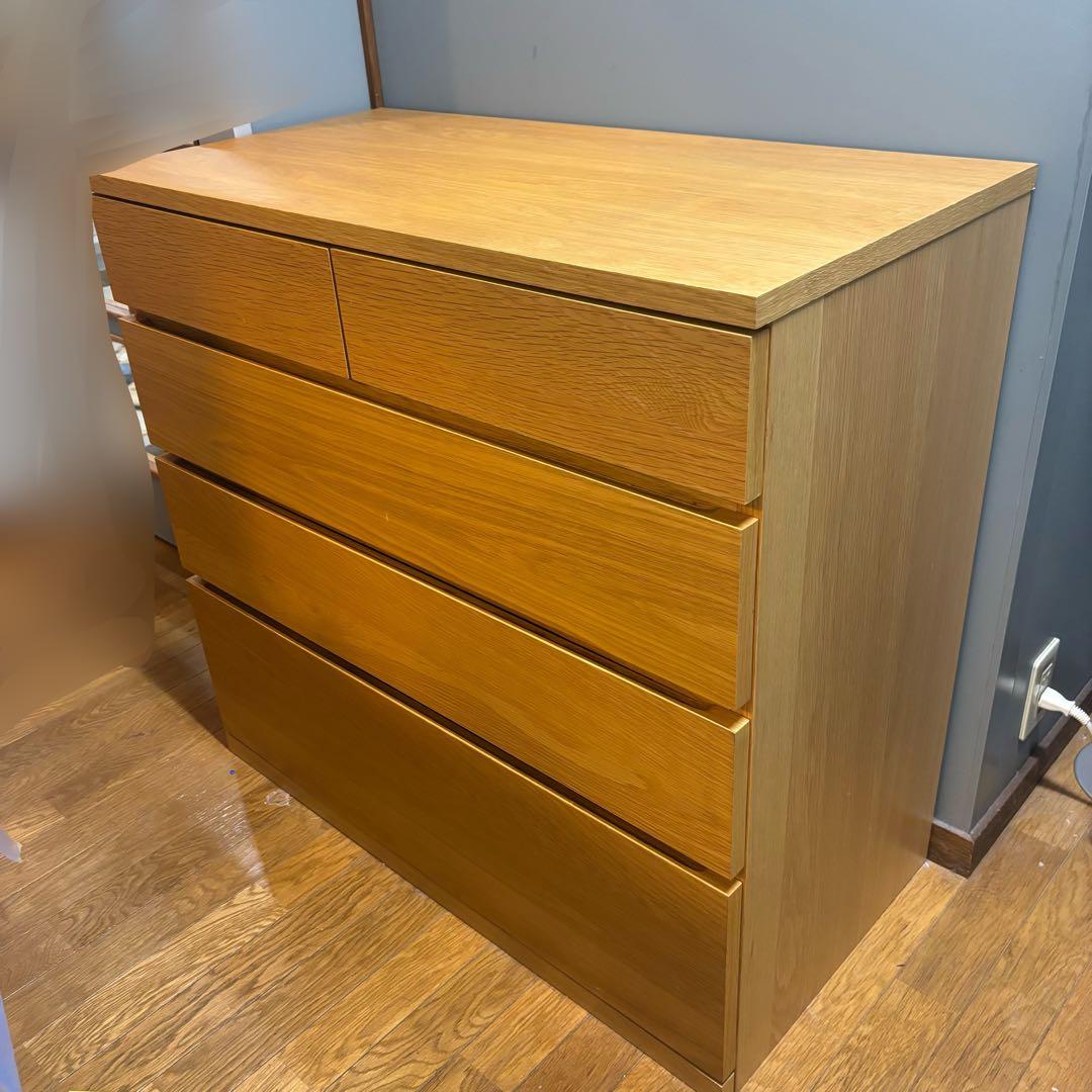 美品　無印良品　木製チェスト4段 オーク材